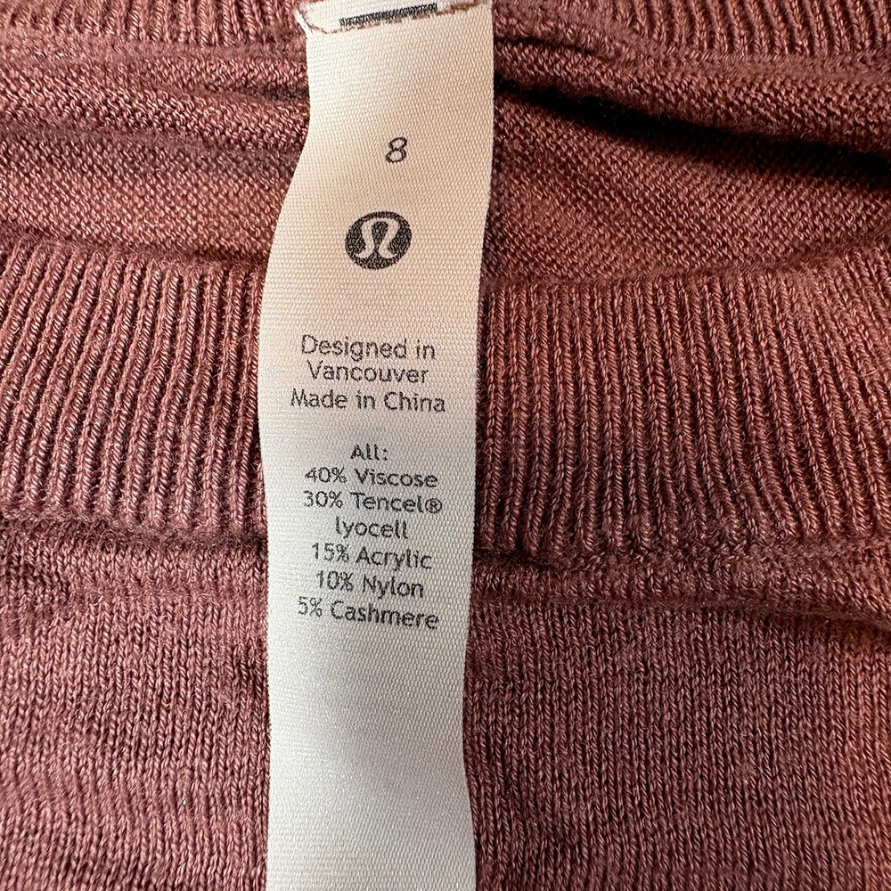 Lululemon Rest Less Pullover Long Sleeve Shirt Cashmere Blend Rust Womens 8 - Picture 3 of 5